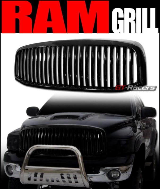Black vertical sport front hood bumper grill grille 1p 2006-2008 dodge ram truck