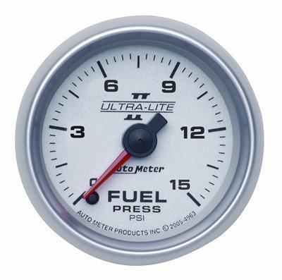 Autometer ultra-lite ii electrical fuel pressure gauge 2 1/16" dia silver face
