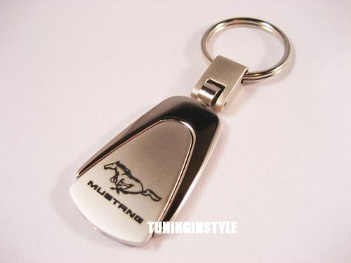 Ford mustang pony chrome silver teardrop keychain official licensed