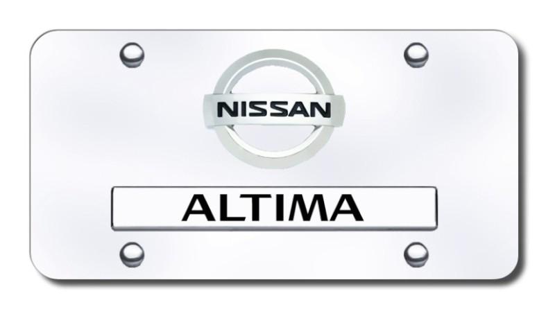 Nissan dual altima '02 logo chr/chr license plate made in usa genuine