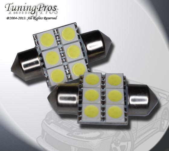 (1 pair) set of 2 pc step light festoon 31mm 1.25" 6 smd white led bulb de3021