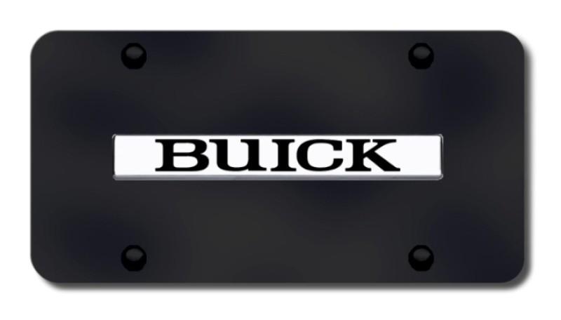 Gm buick name chrome on black license plate made in usa genuine
