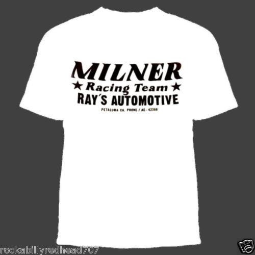 White milner racing t-shirt m l xl 2x american graffiti movie rat hot rod