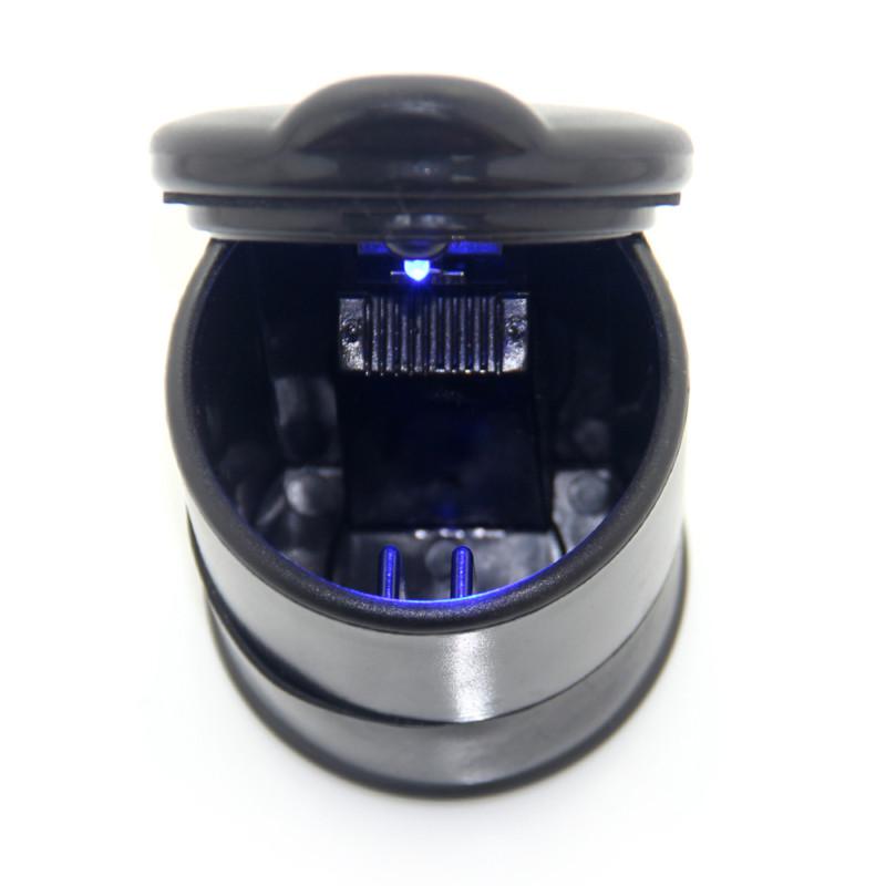 Black portable detachable car mini cigarette ashtray blue led light cup holder