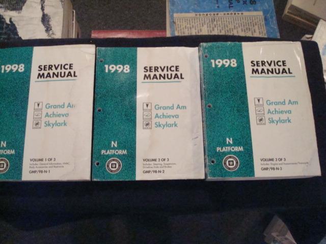 1998 pontiac grand am/achieva/skylark factory shop service repair manual books 