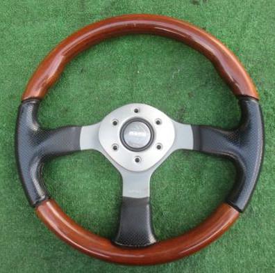 Genuine momo steering wheel wood 350mm wooden leather 3 spoke #jc3428