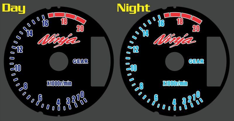 Kawasaki zx-6 r zx6 600 2007 2008 07 08 black face glow gauge zx6r ninja custom