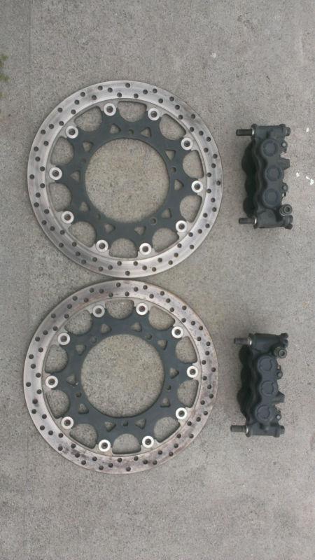 2007-2008 yamaha r1 front brake set complete! rotors, calipers, pads! 5,000 mile