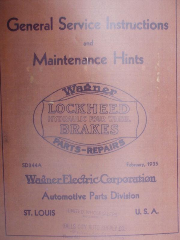 1935 wagner brakes repair and replacement manual 