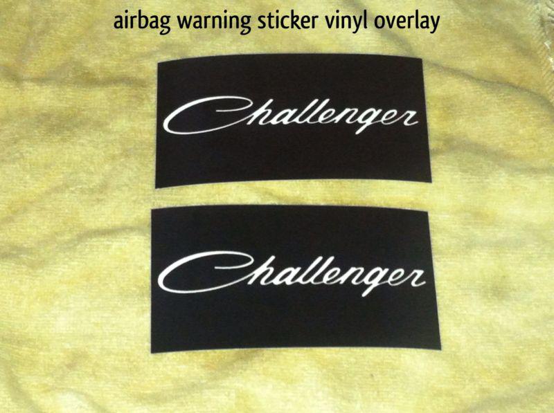 09 -13 dodge challenger airbag warning sticker overlay