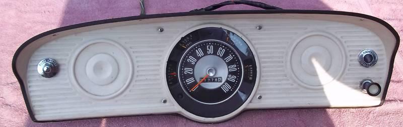 61,62,63,64,65,66  ford truck instrument gauge cluster w/emergency flasher  nice