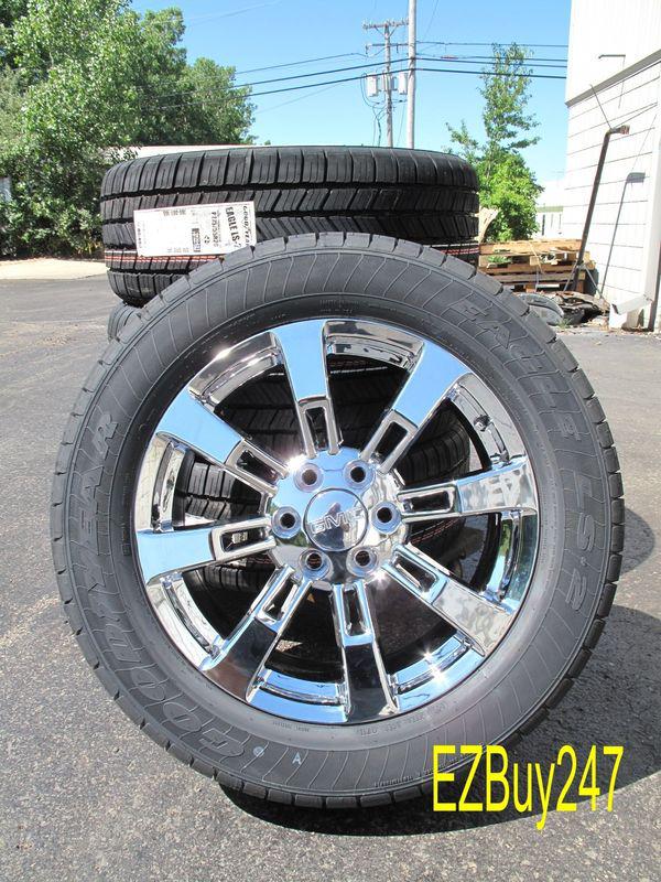 20" gmc chevrolet escalade factory chrome wheels goodyear tires 5409 new set