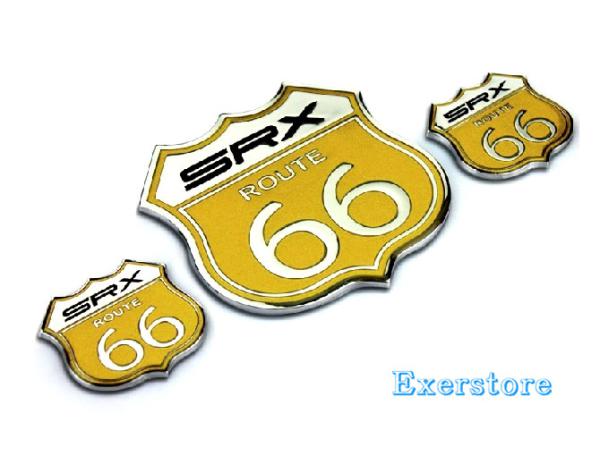 A whole set of 3 cadillac srx route 66 road 3d stickers side trunk badge emblems