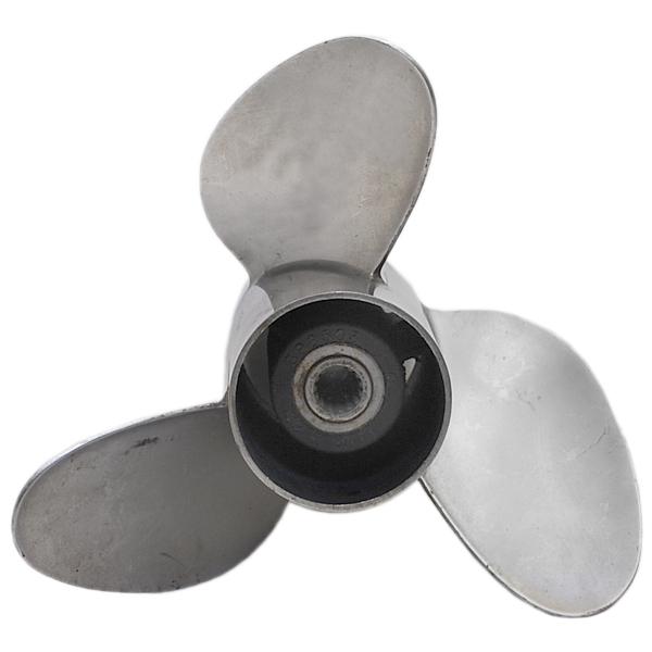 Omc raker 14 1/2 in x 22 pit lh 3 blade stainless boat propeller 398503 (used)
