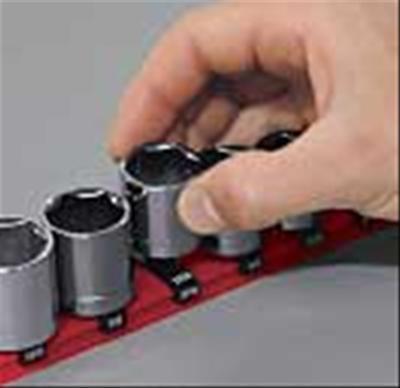 Tool oranizer rail socket holder 3/8"drive holds 14 sockets abs plastic red