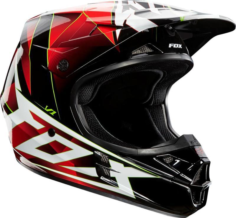 2014 xl fox racing v1 redeon helmet red / black mx motocross dirtbike