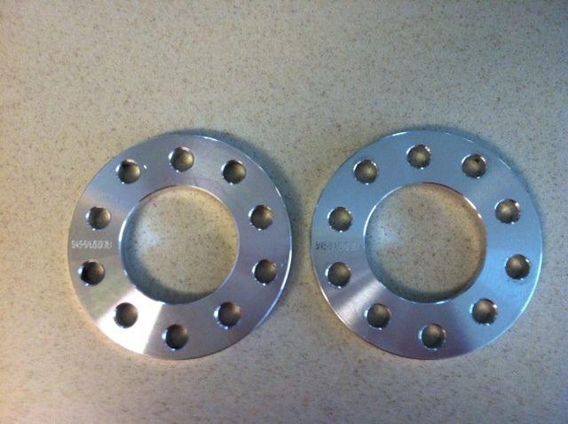 Half inch aluminum wheel spacers. ford, chevy, mopar 5 lug. set of two.