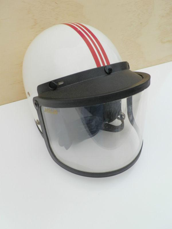 Vtg white red stripes coleman skiroule snowmobile motorcycle helmet speed racer