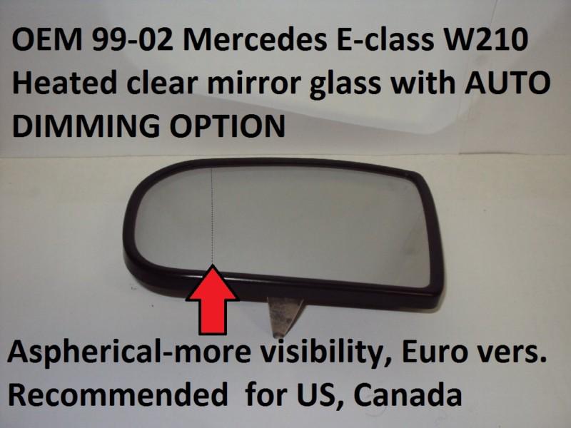 Oem 99-02 mercedes e class w210 auto dim mirror glass lh/driver/left side 55 amg
