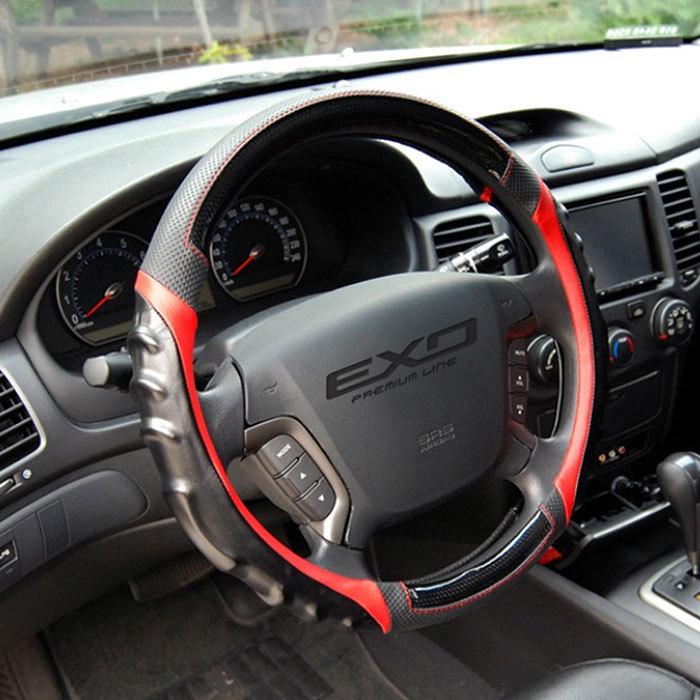 Exo car truck black & carbon soft grip steering wheel cover 380mm