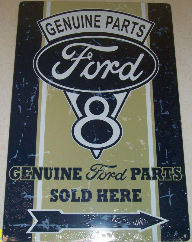 Ford blue oval genuine v8 parts sold here tin sign mustang f-150 torino fairlane