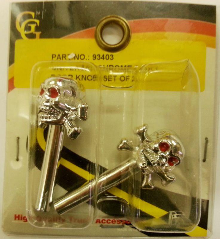 Skull & crossbones chrome door knob pulls...door pins set of 2