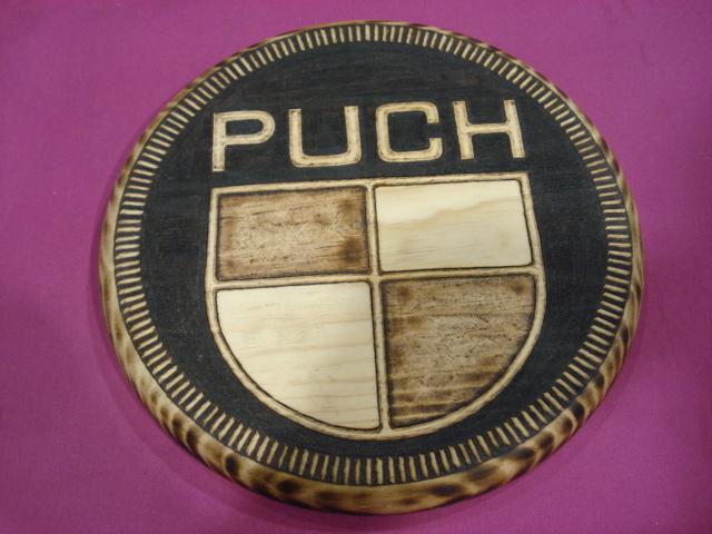 Moto puch wooden sign 30 cm diameter and 3 cm thick, handmade.