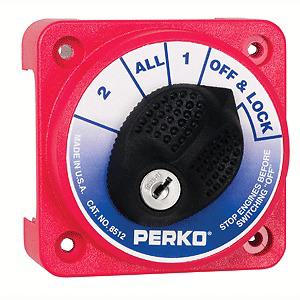 Perko compact medium duty battery selector switch w/key lockpart# 8512dp