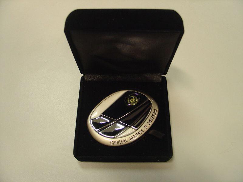 Cadillac "heritage of ownership" grille medallion w/ key chain! new! look!