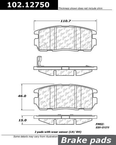 Centric 102.12750 brake pad or shoe, rear-c-tek metallic brake pads