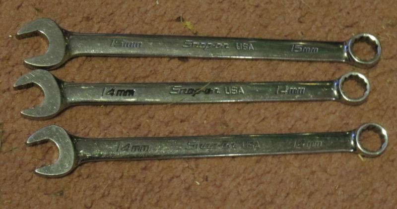 Snap on tools 3pc metric combination wrench set snapon somxm14-soexm15 flank dri