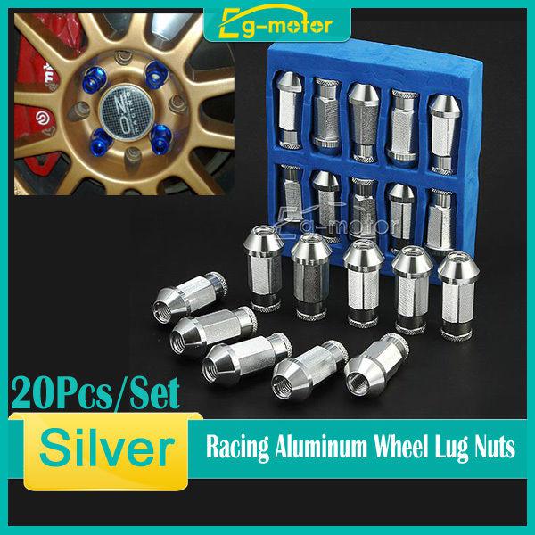 Silver m12x 1.5mm car racing wheel lug nuts aluminum for honda toyota bmw x20