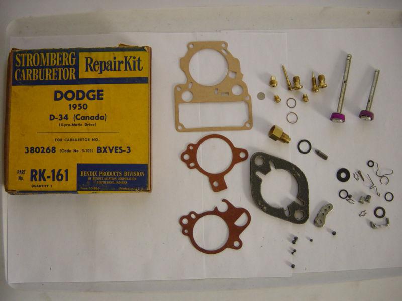 Carb repair kit for a 1950 dodge d34 (canada) with stromberg bxves-3 carb# 3-103