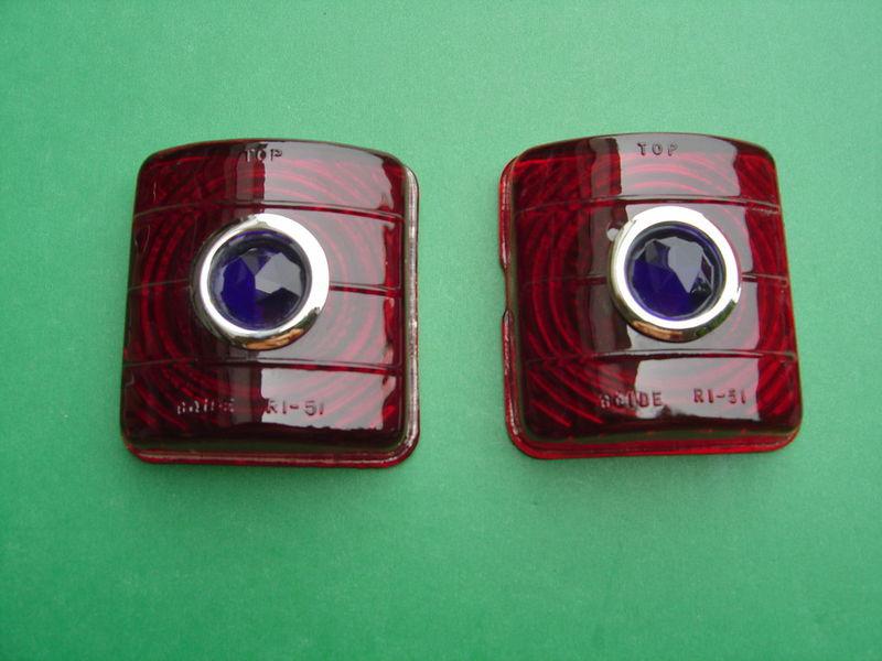 1951-1952 chevrolet blue dot taillight lenses-glass-pair-new  