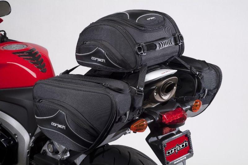 Cortech super 2.0 sport tail bag 24l & saddlebag black luggage combo bag set