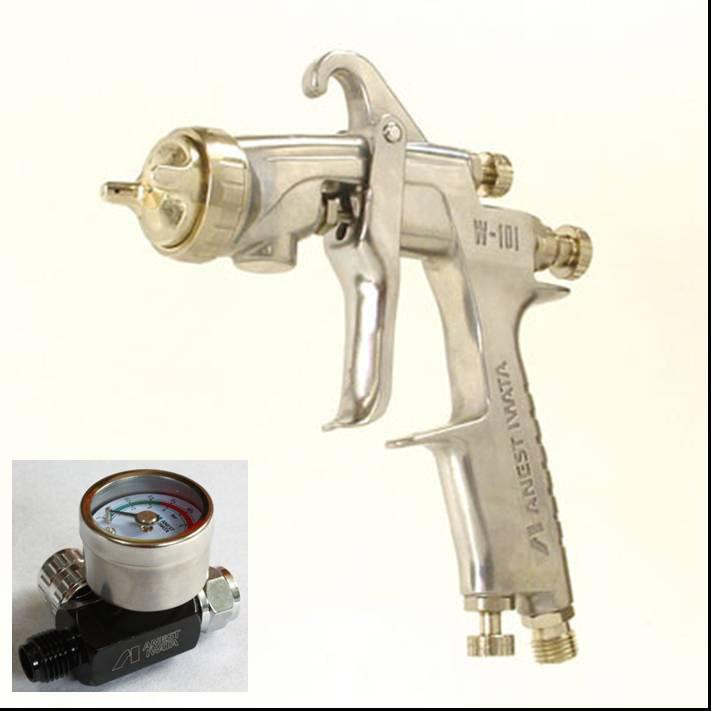 Air regulator+anest iwata w-101 131g(1.3mm) gravity feed gun without cup