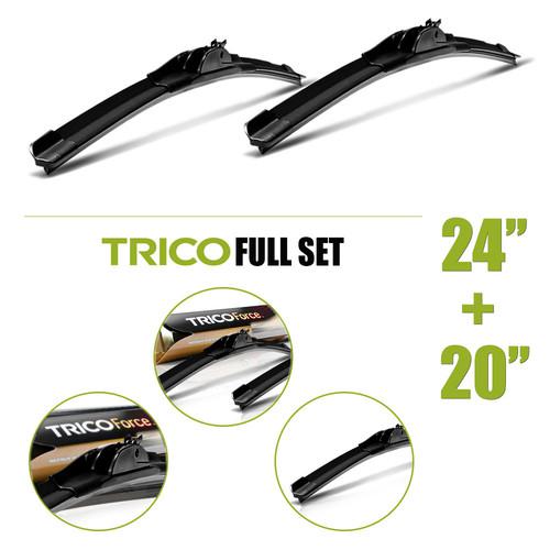 New set of 2 pcs trico force beam windshield wiper blades size: 24" lh, 20" rh