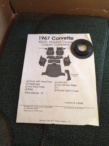 1965 - 67 corvette carpet set coupe 80/20 loop with front insulation dark green