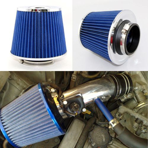 Universal 76mm 3&#034; blue inlet cone dry flow air filter turbo vent cold air intake