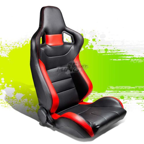 Pvc leather high-head red jdm sports racing seats+adjustable sliders right side