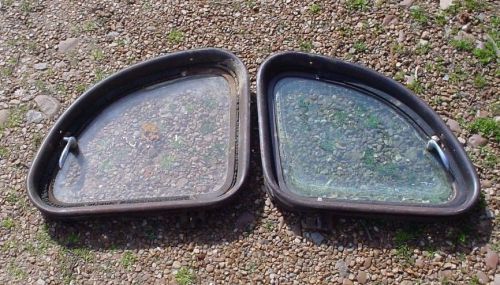 Pair vtg ford? coupe sedan swing out rear quarter windows 1940&#039;s? frames &amp; glass