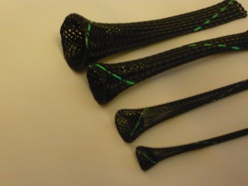 1/2 braided expandable sleeving black/green tr.25ft