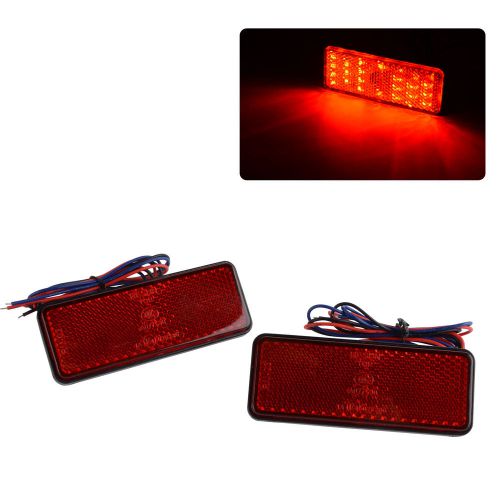 2x red led rectangle reflector tail brake marker light trailer motorcycle truck