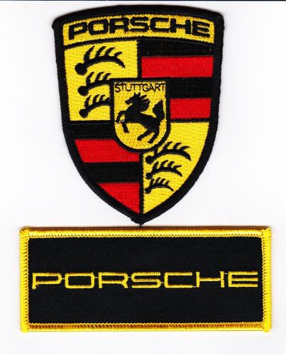 Porsche shield combo sew/iron on patch badge embroidered german car germany