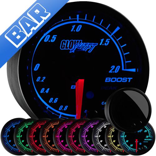 Glowshift 52mm elite 10 color 2.0 bar electronic metric boost / vacuum gauge