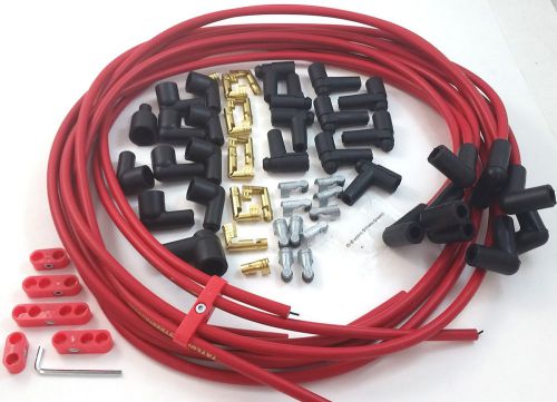 Sbc sb chevy universal red taylor 8 mm spark plug wires 90 degree w/ looms 350