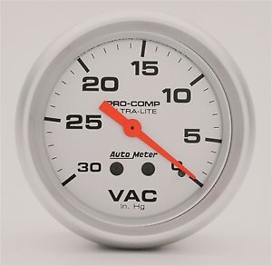 Auto meter 4484 ultra-lite mechanical vacuum gauge 2 5/8&#034; 30&#034; hg.