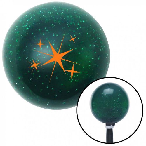 Orange abstract stars green metal flake shift knob with 16mm x 1.5 insertlever