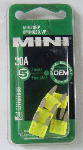 Littelfuse 20 amp mini fuses pack of 5 min20bp / 0min020.vp #41