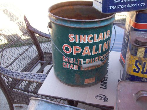 Vintage sinclair gas oil opaline 5 gallon can &amp; wooden handle great color